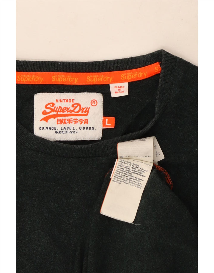 Superdry Camiseta para hombre Top grande de algodón negro