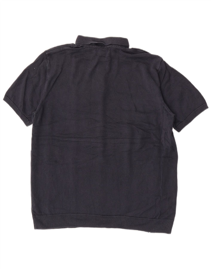 Marks & Spencer Suéter tipo jersey con cuello tipo polo para hombre, tamaño mediano, azul marino