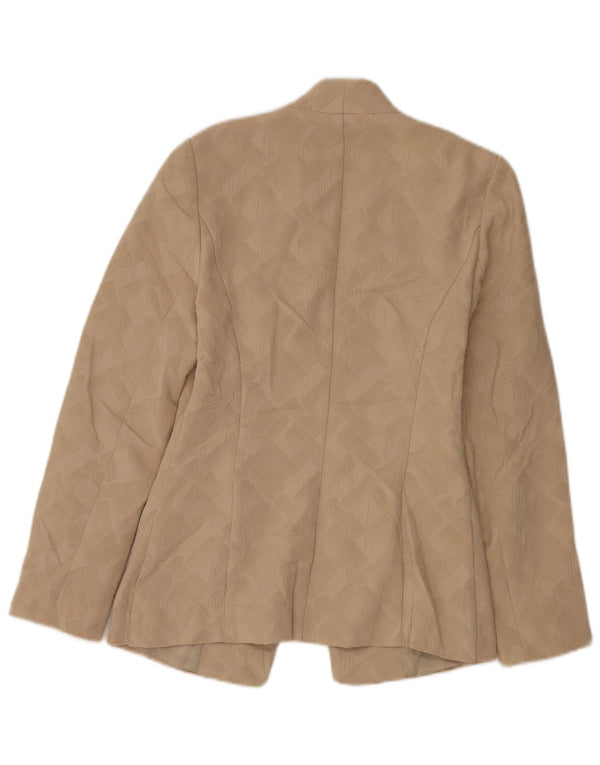 Marks & Spencer Chaqueta tipo blazer abierta para mujer UK 8 Small Beige Geométrico