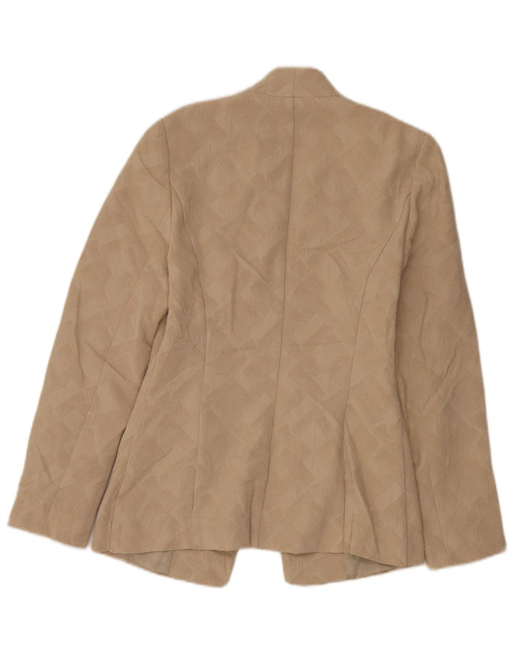 Marks & Spencer Chaqueta tipo blazer abierta para mujer UK 8 Small Beige Geométrico