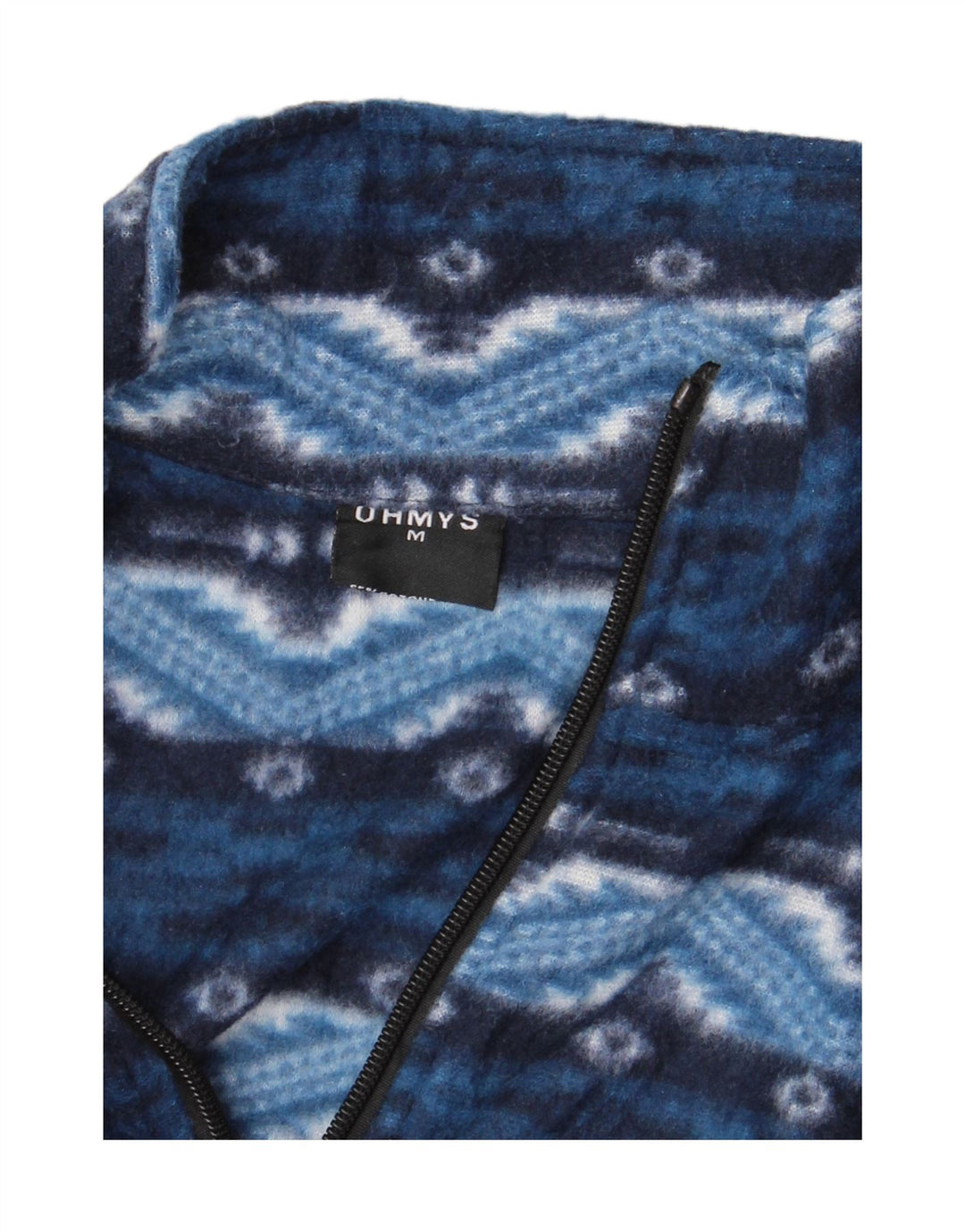 VINTAGE Chaqueta polar para hombre Reino Unido 38 Azul medio Fair Isle Algodón