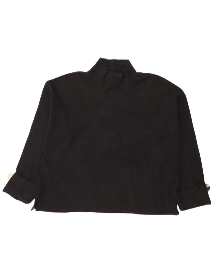 Zara Mujer Top Extragrande Manga Larga UK 44 Mediano Algodón Negro