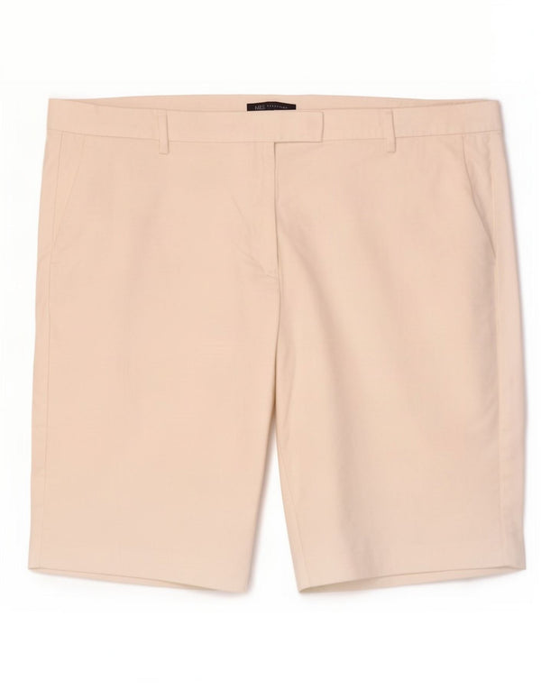 Marks & Spencer Pantalones cortos chinos de cintura alta para mujer UK 22 3XL W44 Algodón blanco