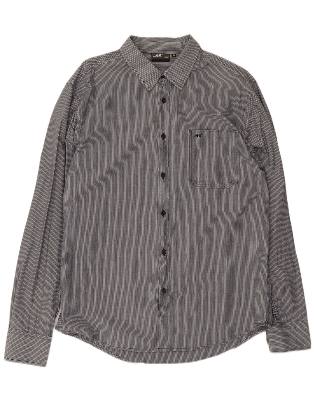 Camisa Lee Hombre XL Algodón Gris Rayas Pintadas