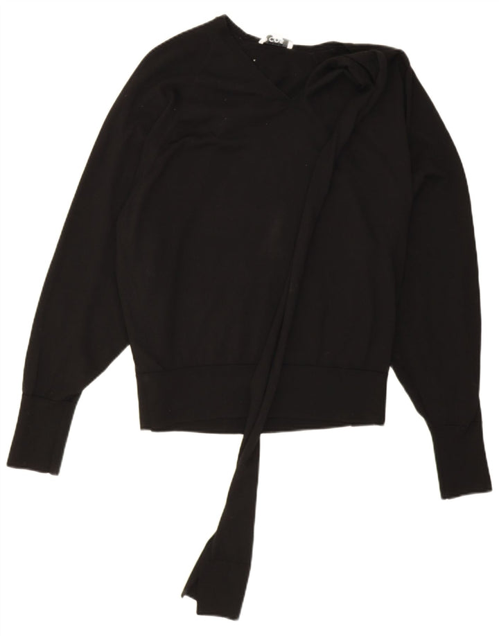 Cos Suéter tipo jersey de gran tamaño con cuello en V para mujer UK 10 Small Black Wool