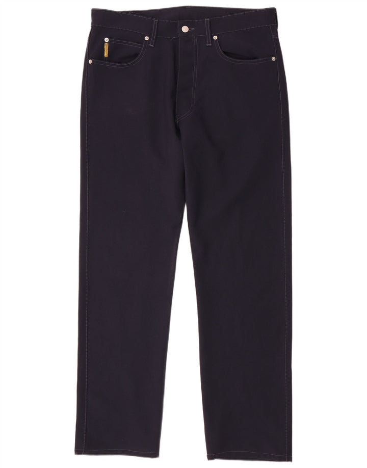 Armani Hombre Pantalones Rectos Casuales W36 L33 Poliéster Azul Marino