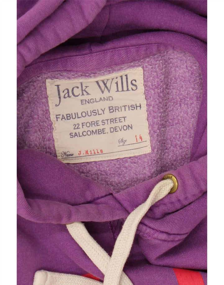 JACK WILLS Jersey con capucha gráfico para mujer Reino Unido 40 Grande Púrpura