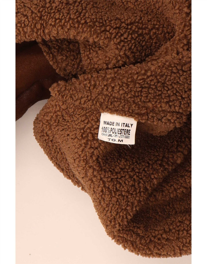 Vintage mujer 3/4 manga chaqueta sherpa de gran tamaño Reino Unido 14 marrón medio