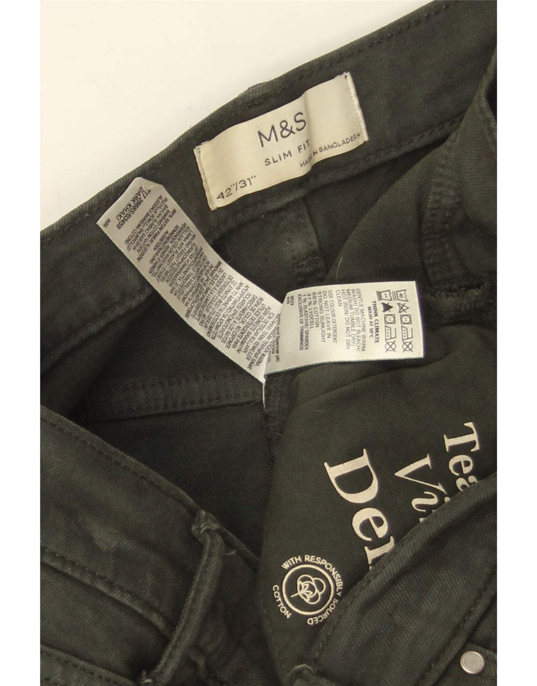 Marks & Spencer Vaqueros ajustados para hombre W42 L31 Algodón verde