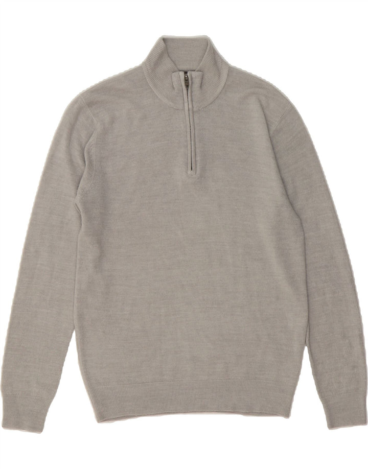 FRENCH CONNECTION Mens Zip Neck Jumper Sweater Medium Grey Acrylic Vintage French Connection and Second-Hand French Connection from Messina Hembry 