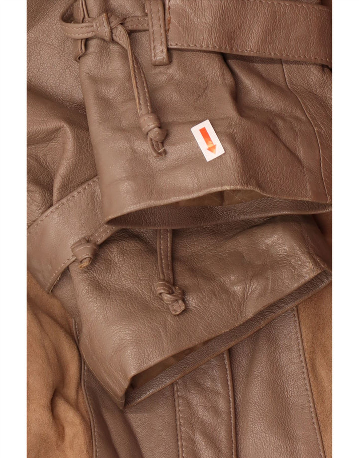 Norma Abrigo de cuero holgado para mujer UK 44 Marrón medio Rayas Clásico