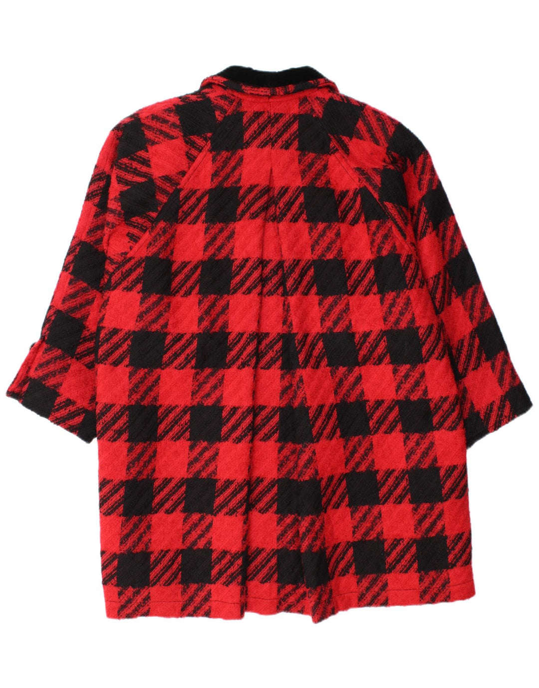 Abrigo vintage de gran tamaño para mujer IT 42 Lana virgen de pata de gallo roja mediana