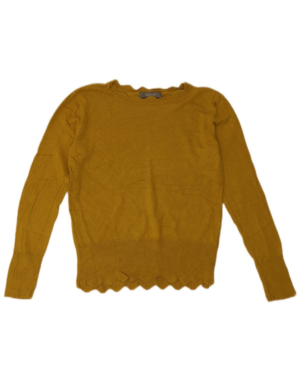 Oasis Jersey con cuello barco para mujer UK 10 Small Viscosa amarilla