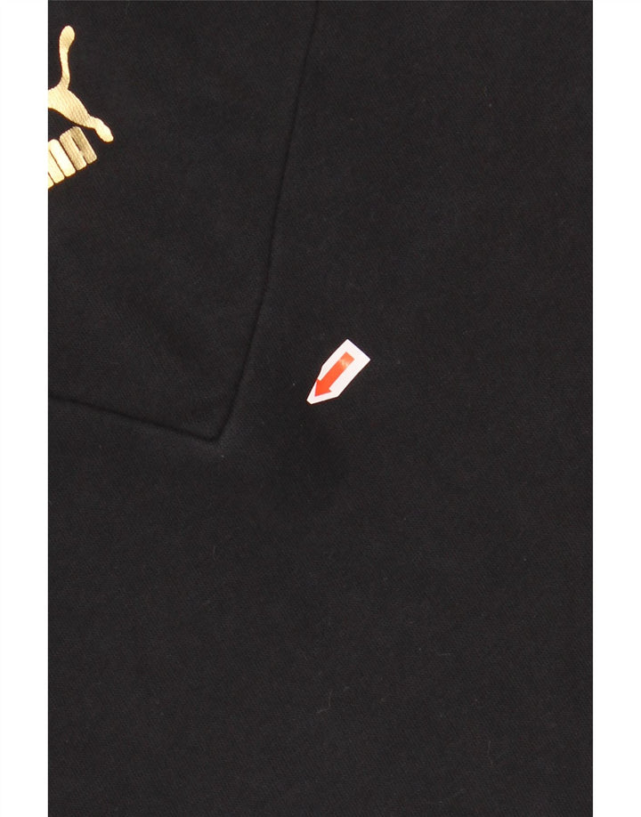 PUMA Jersey con capucha y gráfico corto para niñas 11-12 años Algodón negro con bloques de color