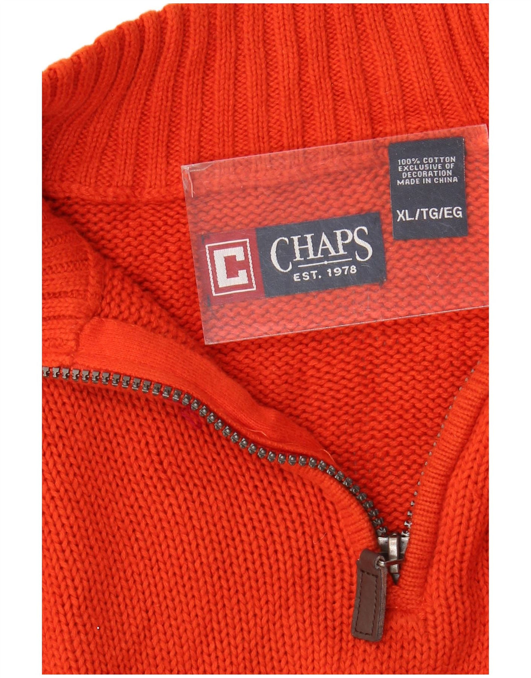 CHAPS Jersey con cuello y cremallera para hombre XL Algodón naranja
