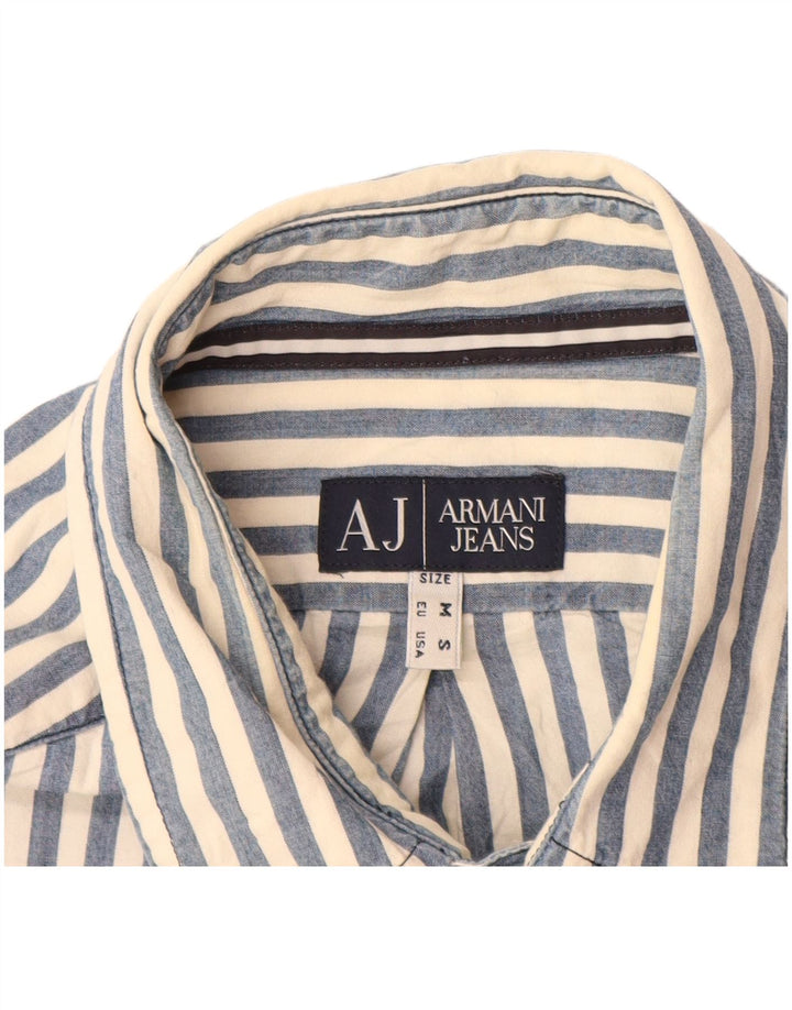ARMANI JEANS Camisa Hombre Algodón Rayas Azul Medio