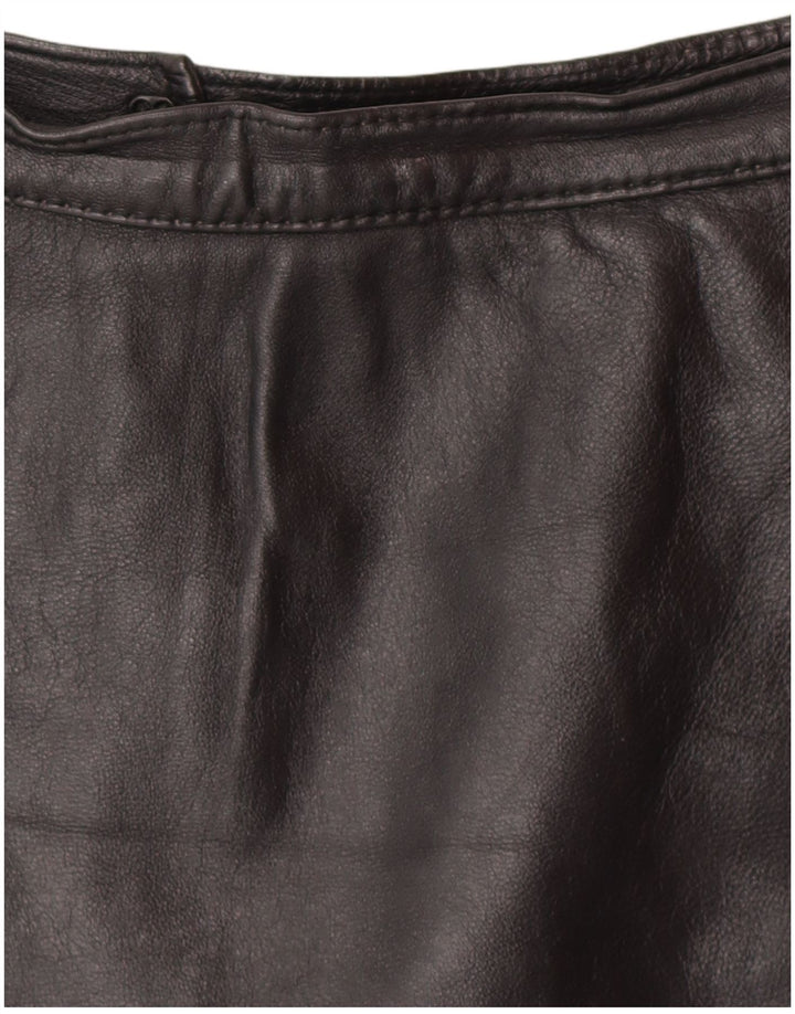 VINTAGE Falda de cuero para mujer W24 XS Negro