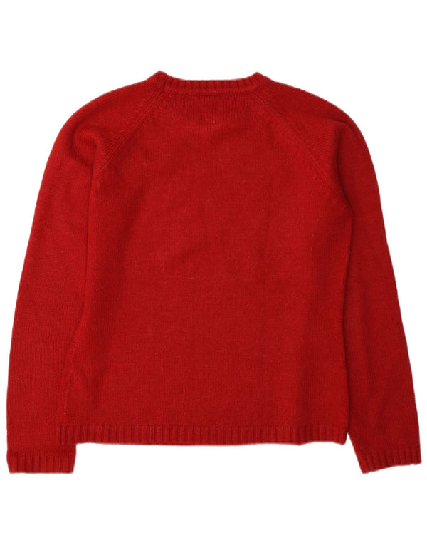 Zara - Jersey de cuello redondo para mujer, talla 40, talla grande, acrílico rojo