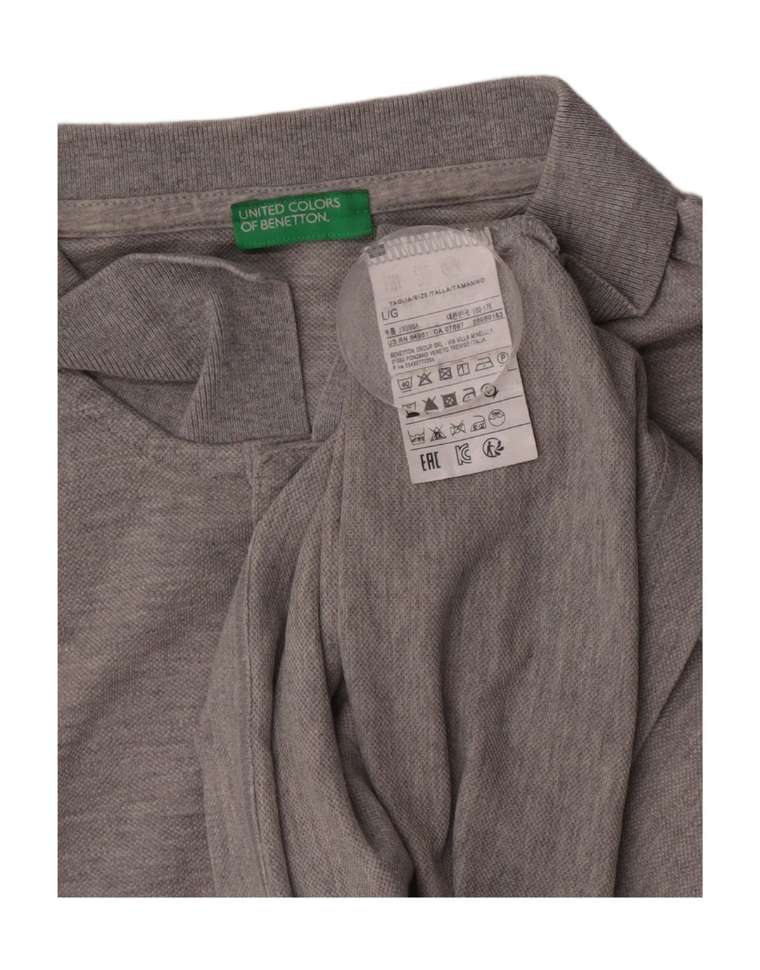Benetton Polo Hombre Grande Gris Algodón