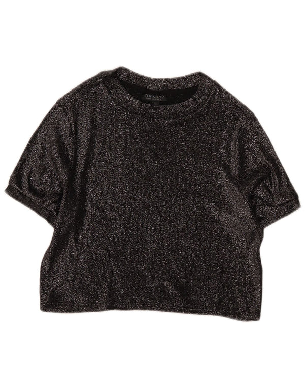 Topshop Blusa corta para mujer UK 40 Large Viscosa negra