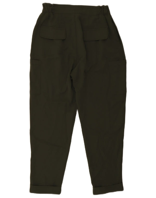 Zara Pantalones Cargo De Cintura Alta Para Mujer EU 38 Small W28 L26 Verde