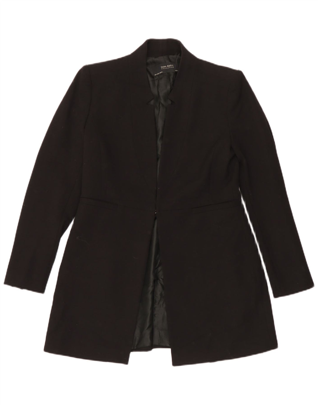Zara Mujer Chaqueta Blazer Larga UK 46 Grande Poliéster Negro