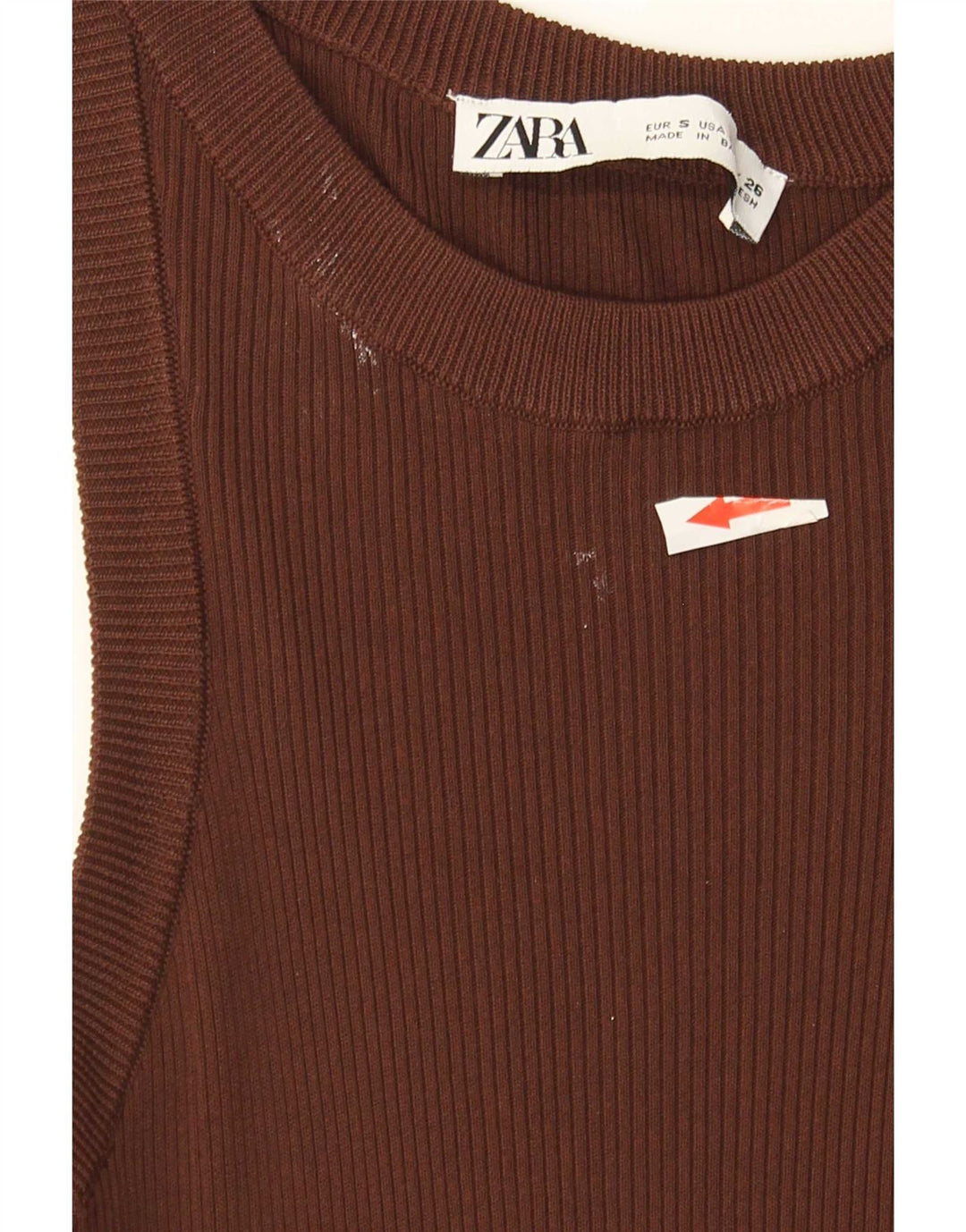 Zara Mujer Chaleco Top UK 8 Small Marrón Viscosa
