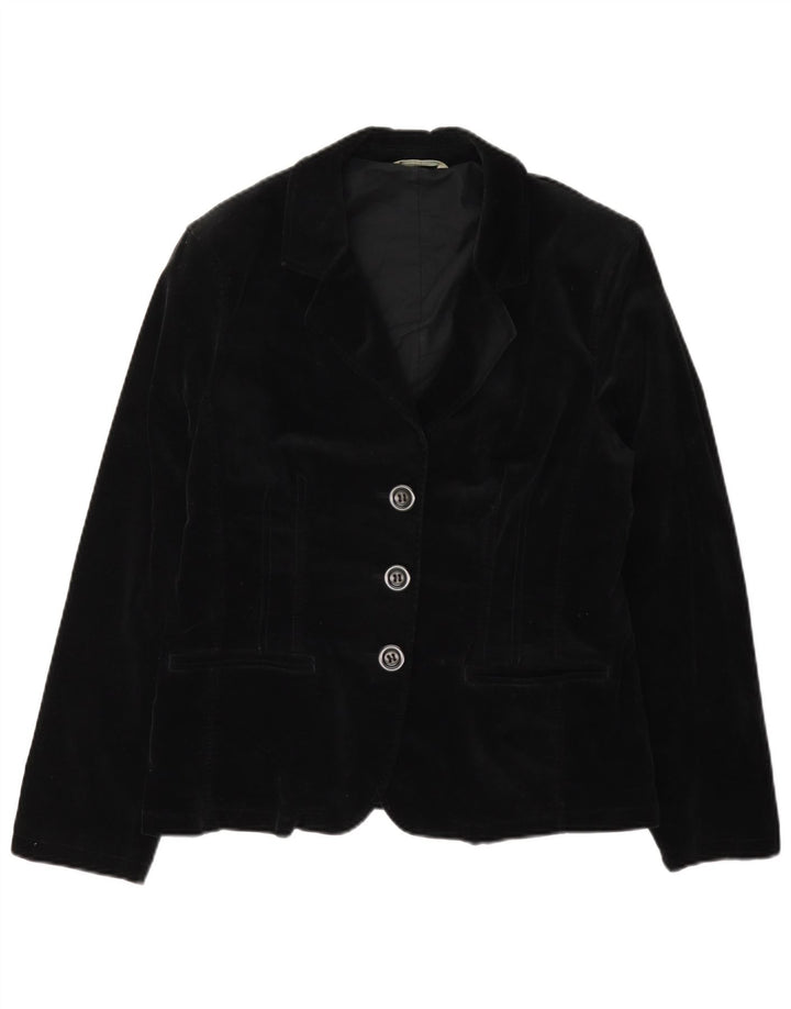 Marks & Spencer Chaqueta Blazer de Terciopelo con 3 Botones para Mujer UK 44 Mediano Negro