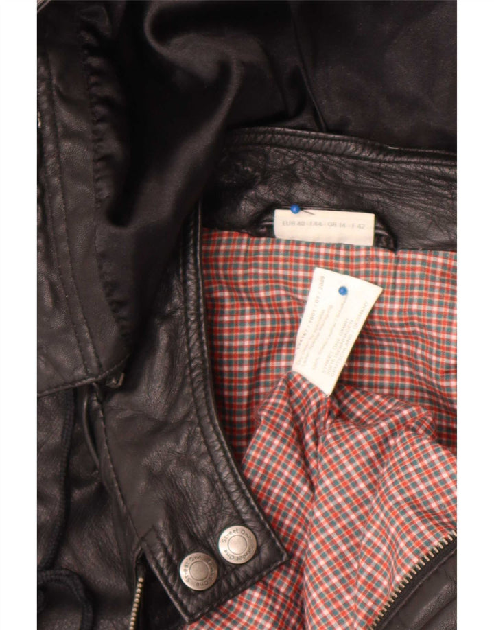 Chaqueta de cuero con capucha para mujer Street One UK 44 Cuero negro mediano
