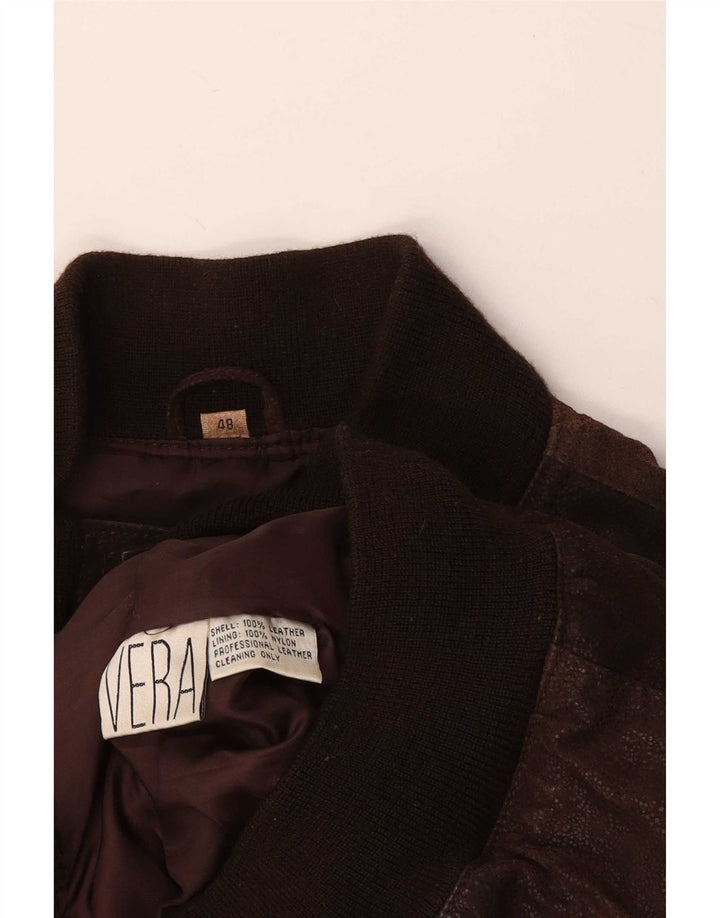Vintage hombres bombardero chaqueta de cuero IT 48 marrón medio