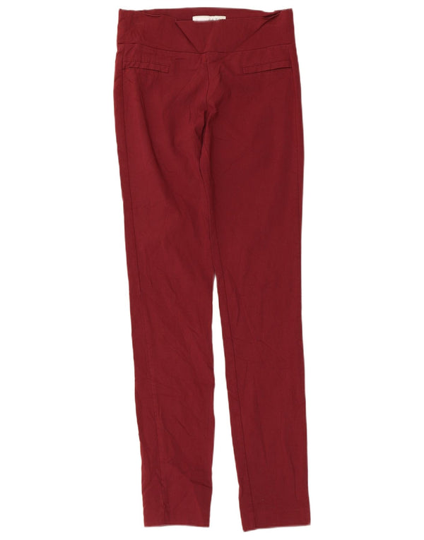 Guess Pantalones casuales ajustados para mujer pequeños W24 L29 rayón burdeos