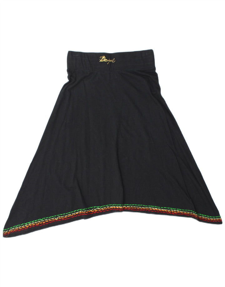 Desigual Mujer Falda Asimétrica Gráfica Mediana W28 Algodón Floral Negro