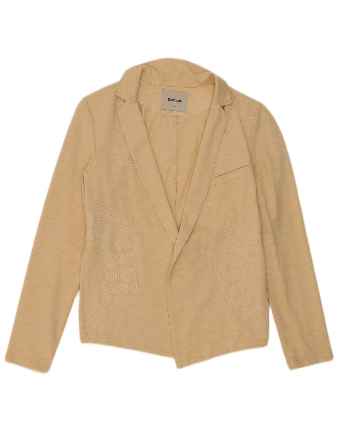 Desigual Chaqueta tipo blazer abierta para mujer EU 38 Algodón moteado beige medio