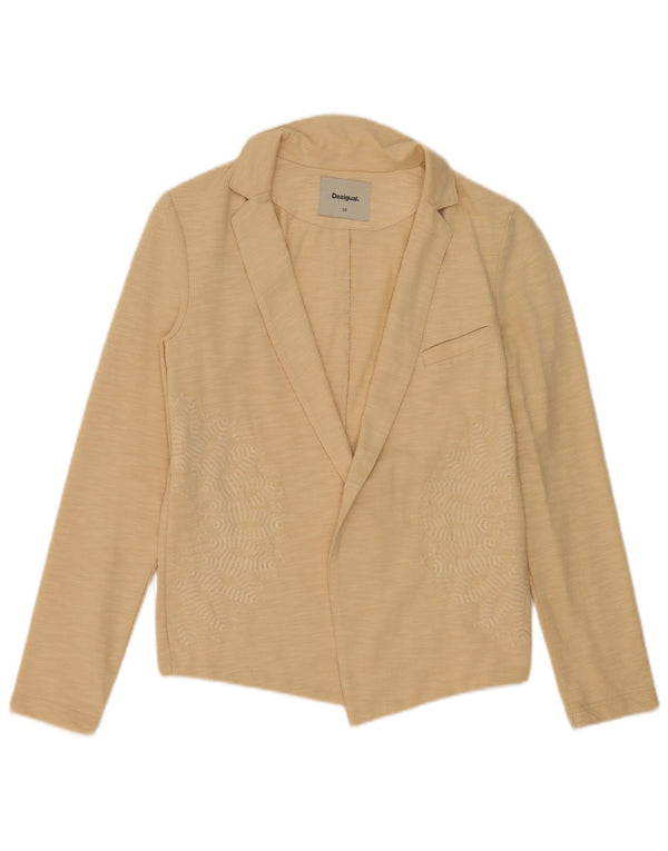 Desigual Chaqueta tipo blazer abierta para mujer EU 38 Algodón moteado beige medio