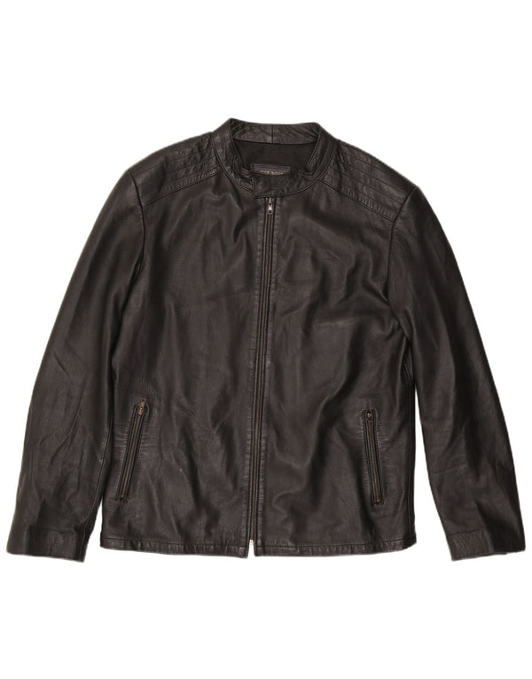 Vintage chaqueta de cuero para hombre Reino Unido 38 cuero negro medio