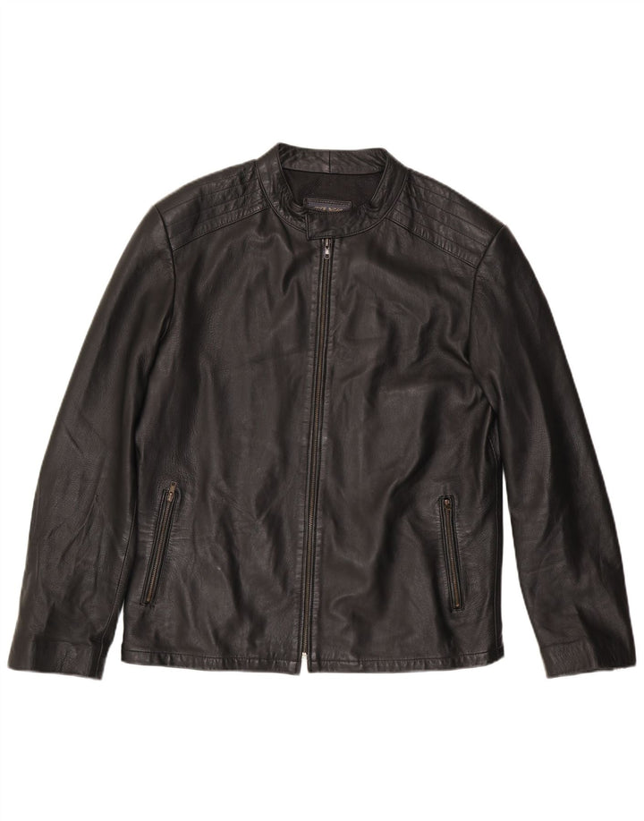 Vintage chaqueta de cuero para hombre Reino Unido 38 cuero negro medio