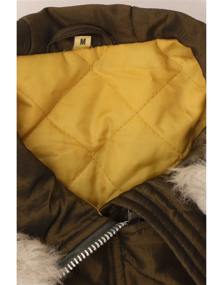 Chaqueta parka extragrande con capucha vintage para mujer UK 44 Poliéster caqui medio