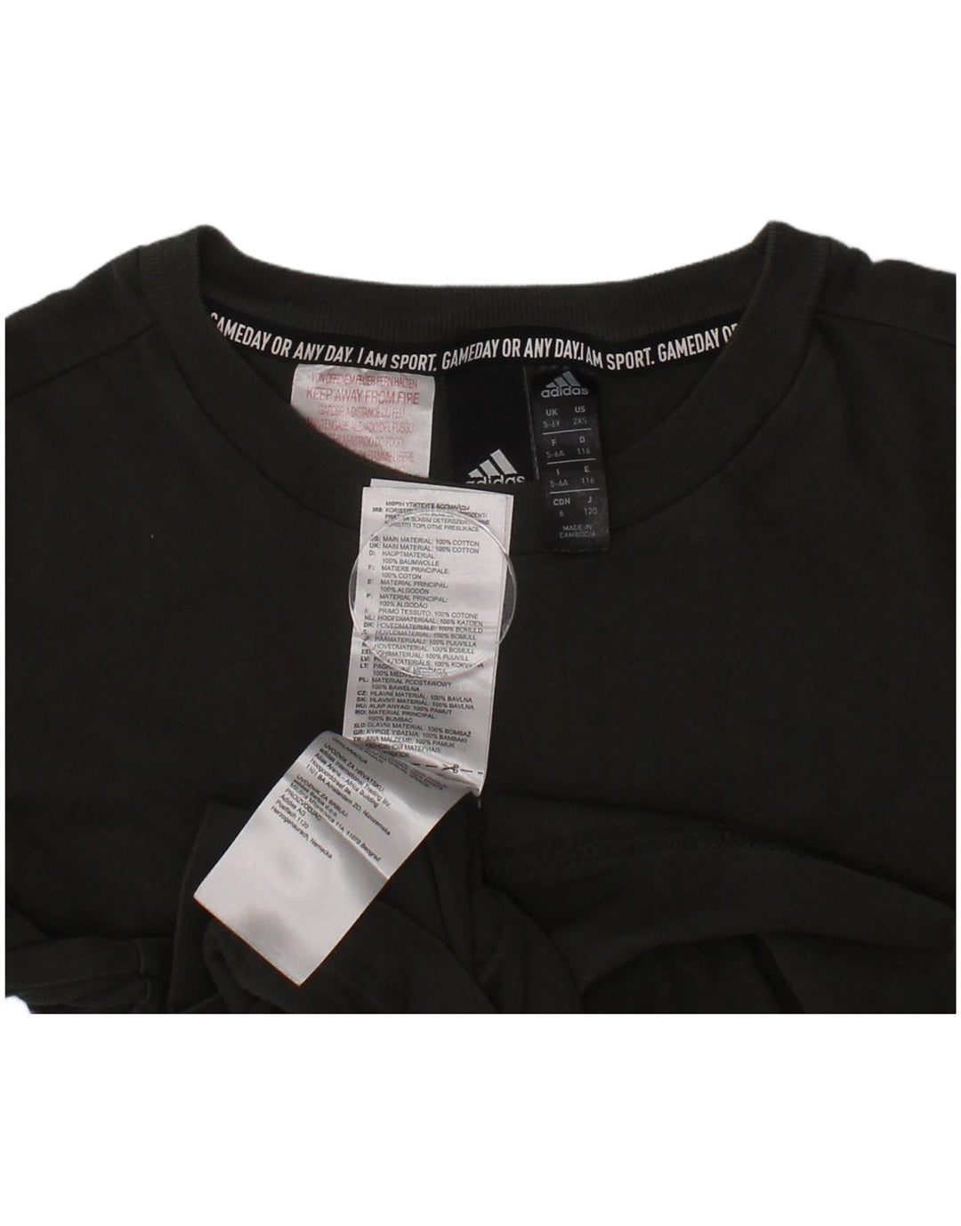 Adidas Camiseta gráfica para niños 5-6 años Caqui Algodón