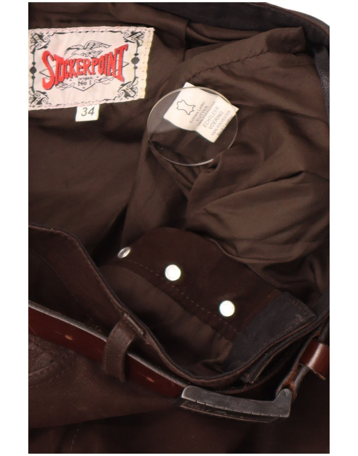 Stockerpoint Pantalones rectos de cuero para hombre W34 L32 Cuero marrón