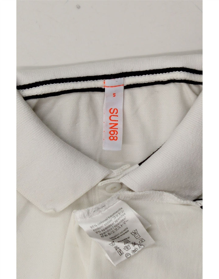 SUN68 Polo para hombre pequeño de algodón con lunares blancos