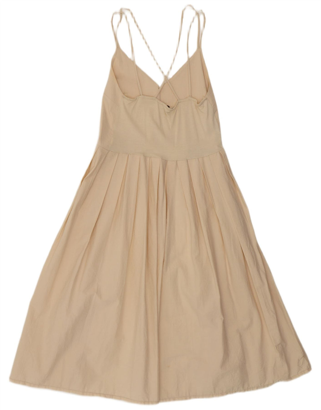 Zara Mujer Vestido De Verano UK 44 Medio Beige