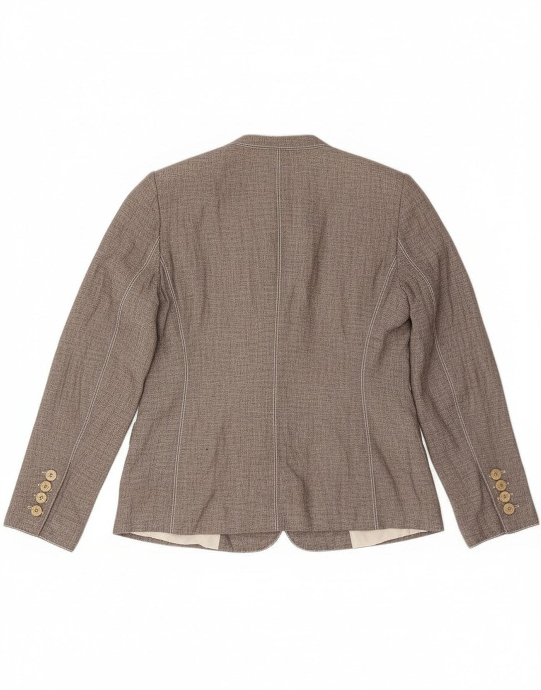 Armani Collezioni Chaqueta Blazer de 2 Botones para Mujer IT 46 Lino Gris Grande