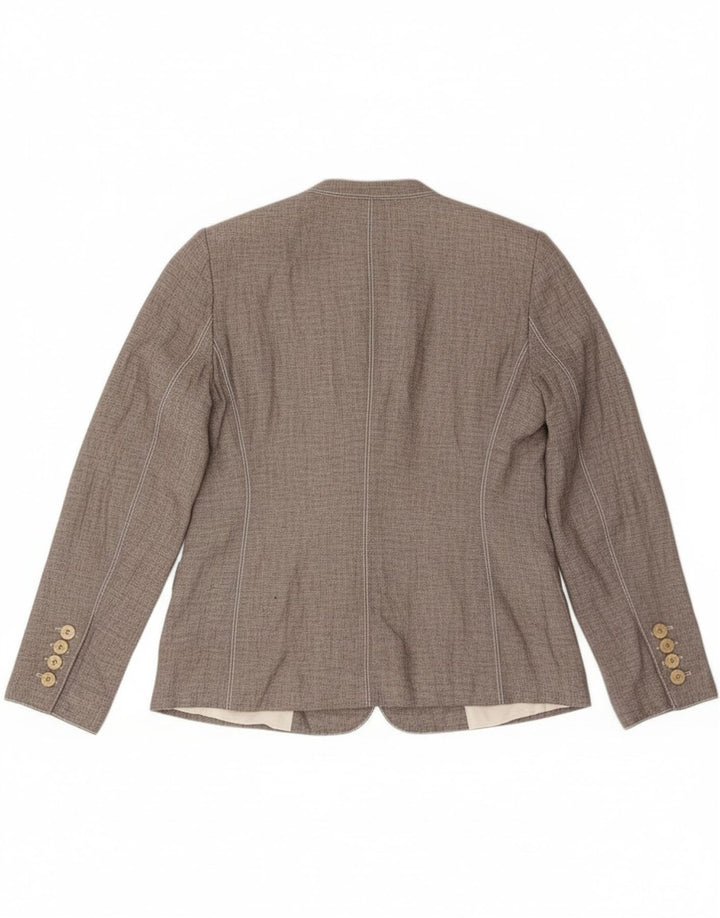 Armani Collezioni Chaqueta Blazer de 2 Botones para Mujer IT 46 Lino Gris Grande