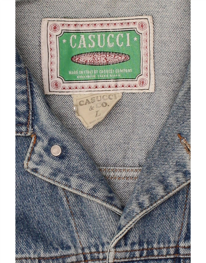 CASUCCI Mens Denim Jacket UK 40 Large Blue Cotton Vintage Casucci and Second-Hand Casucci from Messina Hembry 
