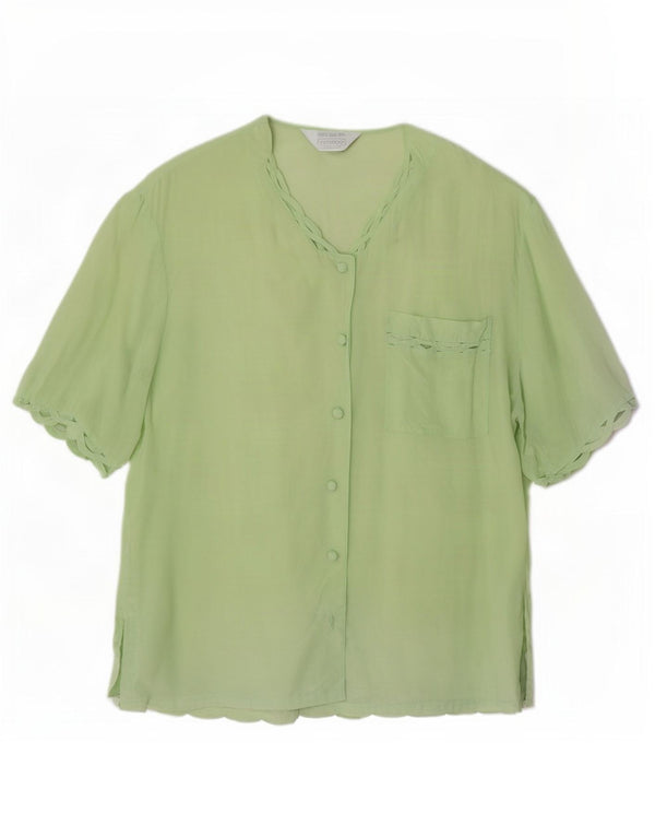 Coocoon Blusa de manga corta para mujer UK 46 Large Seda verde
