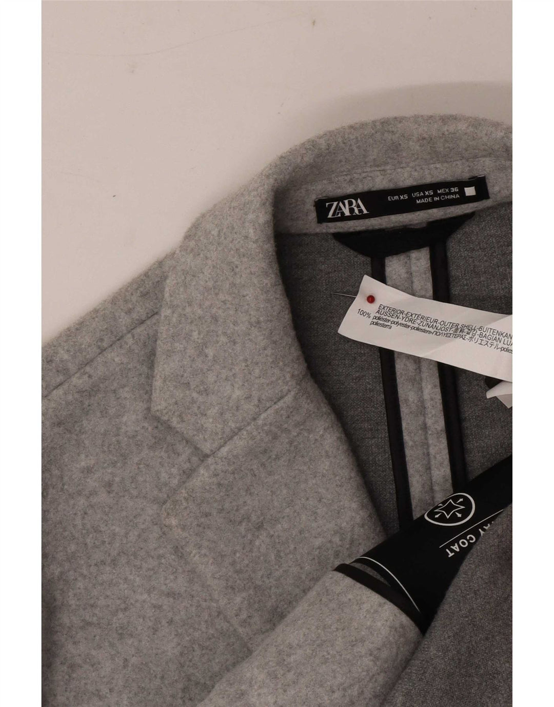 Zara Hombre Abrigo UK 34 XS Poliéster moteado gris