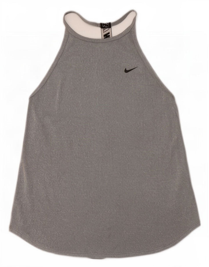 Nike Mujer Dri Fit Graphic Vest Top UK 8 Pequeño Gris Colorblock Poliéster