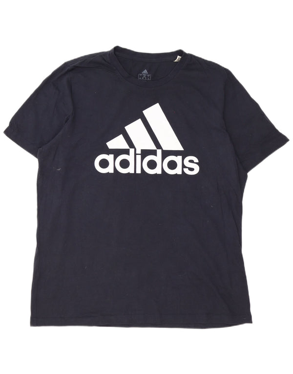 Adidas Hombre Camiseta Gráfica Top XL Azul Marino Algodón