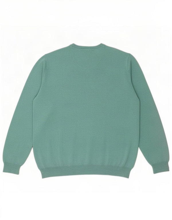 Marks & Spencer Mens Regular Fit Boat Neck Jumper Sweater XL Green Cotton