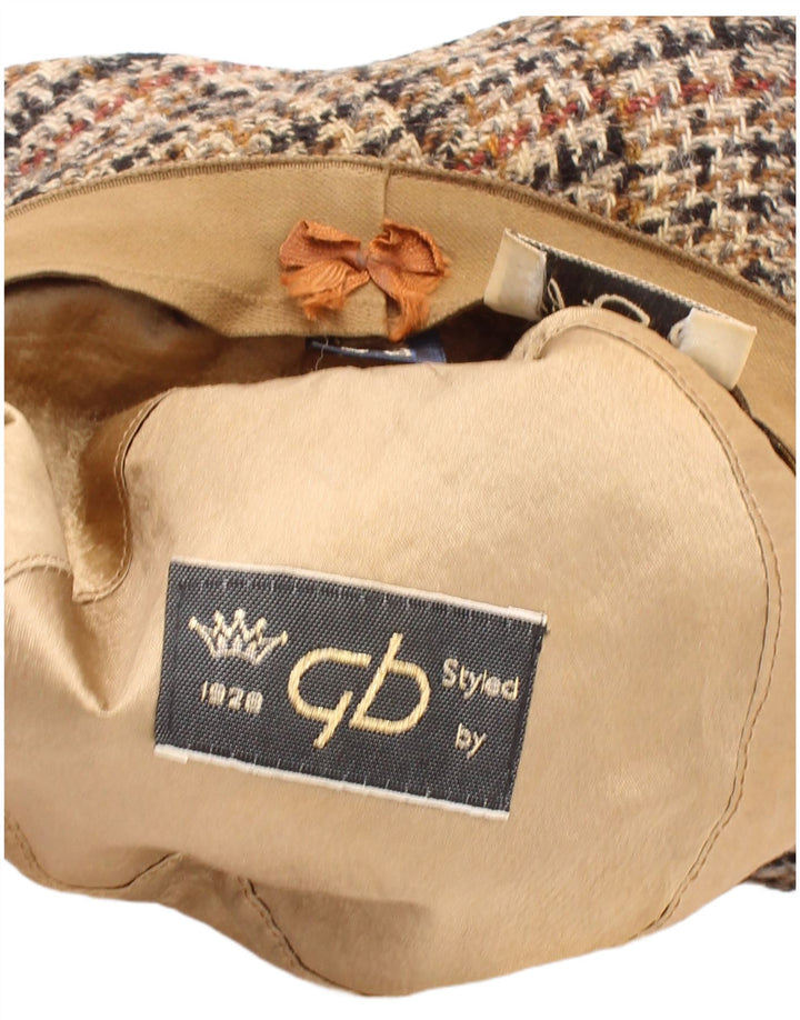 Vintage hombres cubo sombrero grande beige pata de gallo clásico
